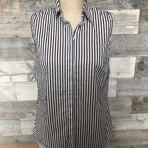 Jcrew Stripe Sleeveless Shirt, size 4, blue and shite